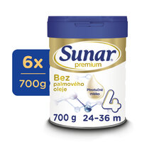 6x SUNAR Premium 4 Mlieko dojčenské 700 g