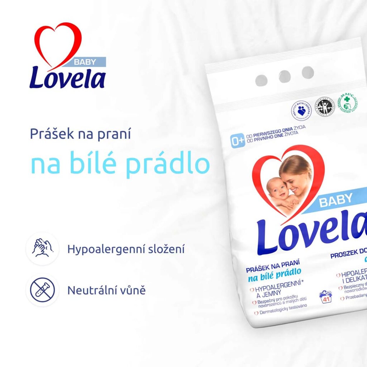 LOVELA Baby prášok na pranie na bielu bielizeň 4,1 kg / 41 pracích dávok |  Predeti.sk