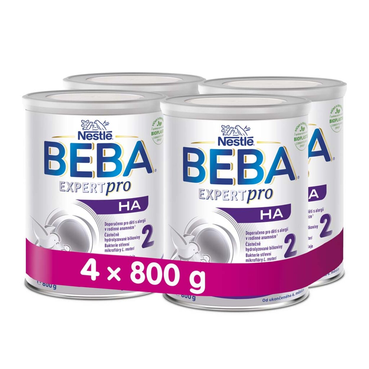 4x BEBA EXPERTpro HA 2, 800 g - Pokračovacia dojčenské mlieko | Predeti.sk