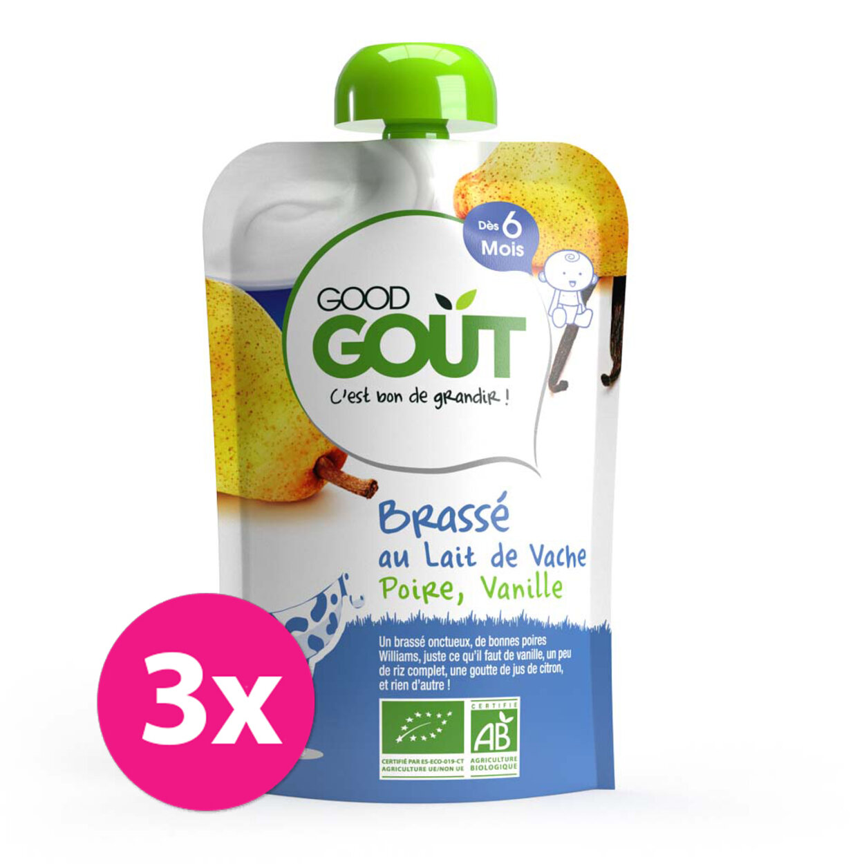 3x GOOD GOUT BIO Jogurt, hruška a vanilka 90 g | Predeti.sk