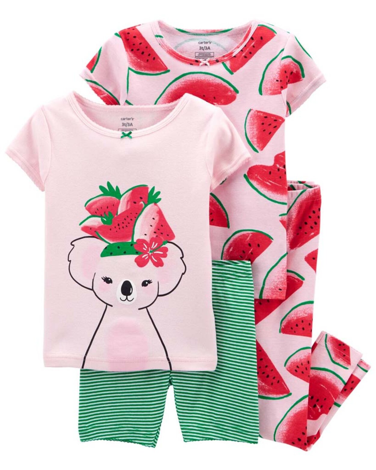 CARTER'S Pyžamo dlhé a krátke nohavice, krátky rukáv 2ks Watermelon dievča  12m | Predeti.sk