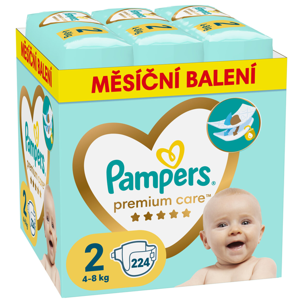 PAMPERS Plienky jednorázové Premium Care veľ. 2 (224 ks) 4-8 kg - mesačné  balenie | Predeti.sk