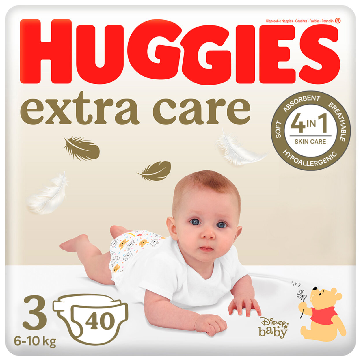 HUGGIES® Plienky jednorázové Extra Care 3 (6-10 kg) 40 ks | Predeti.sk