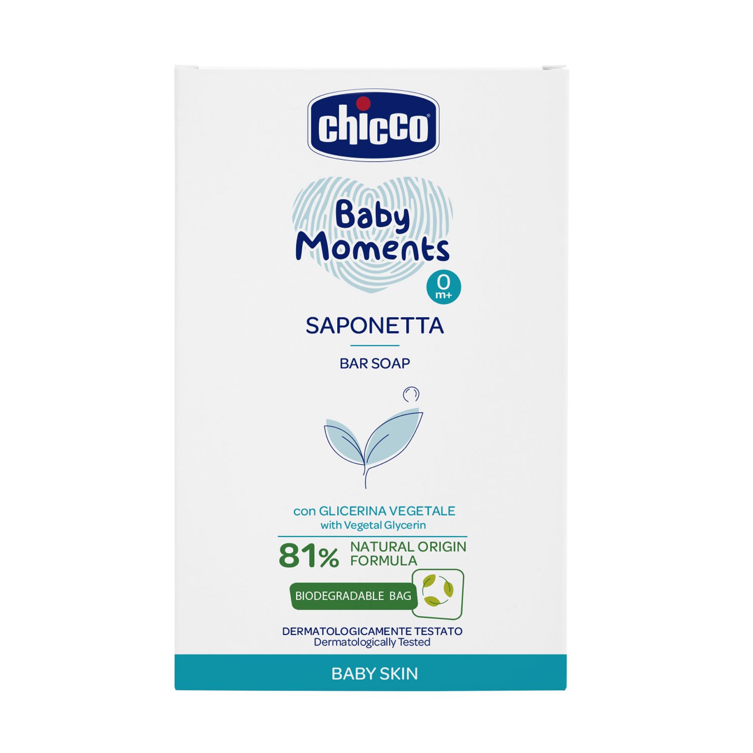 CHICCO Mydlo na ruky tuhé s rastlinným glycerínom Baby Moments 81 %  prírodných zložiek 100 g | Predeti.sk