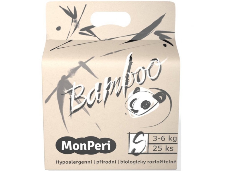 MONPERI Bamboo Plienky jednorazové eko S (3-6 kg) 25 ks | Predeti.sk